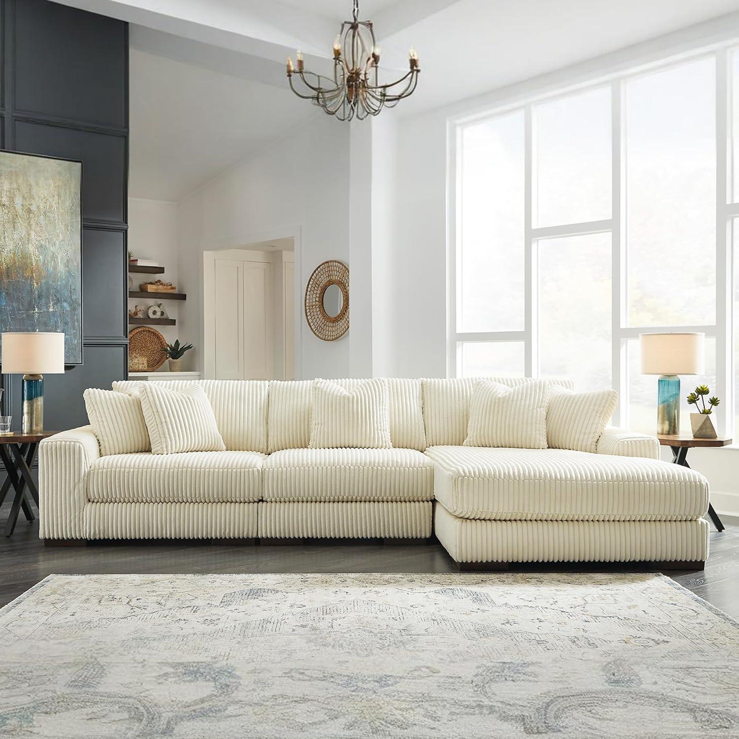 imageSignature Design by Ashley Lindyn Casual LeftArm Facing 2Piece Sectional with Chaise Reversible Cushions and 4 Throw Pillows GrayWhite