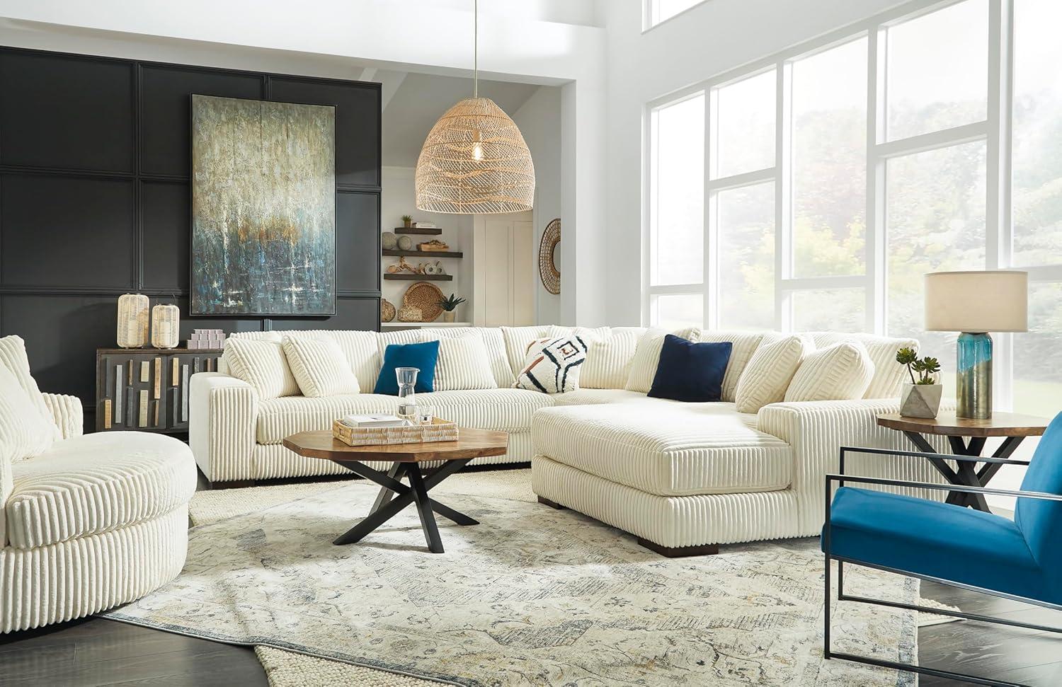 imageSignature Design by Ashley Lindyn Casual LeftArm Facing 2Piece Sectional with Chaise Reversible Cushions and 4 Throw Pillows GrayWhite