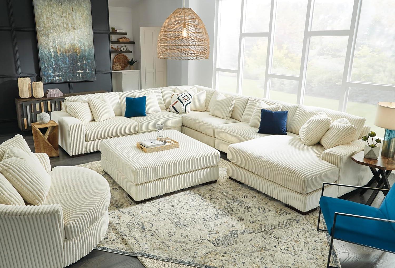 imageSignature Design by Ashley Lindyn Casual LeftArm Facing 2Piece Sectional with Chaise Reversible Cushions and 4 Throw Pillows GrayWhite