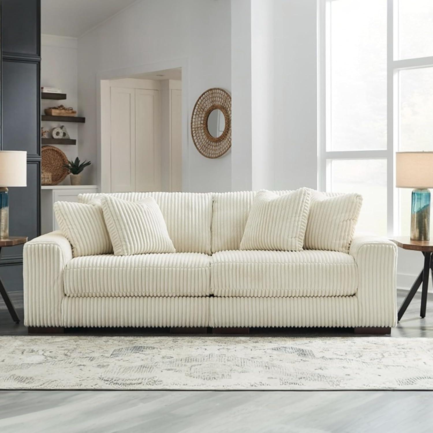 imageSignature Design by Ashley Lindyn Casual LeftArm Facing 2Piece Sectional with Chaise Reversible Cushions and 4 Throw Pillows GrayWhite