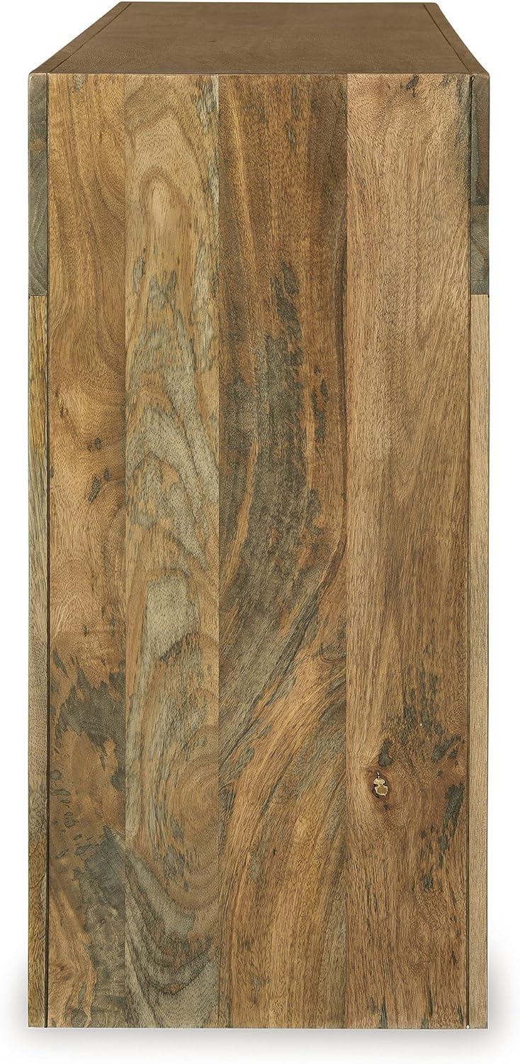 imageSignature Design by Ashley Luzmanacy Casual Solid Mango Wood Console Sofa Table with Shelf Light Brown