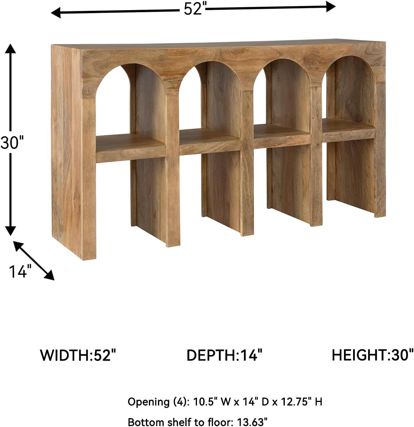 imageSignature Design by Ashley Luzmanacy Casual Solid Mango Wood Console Sofa Table with Shelf Light Brown