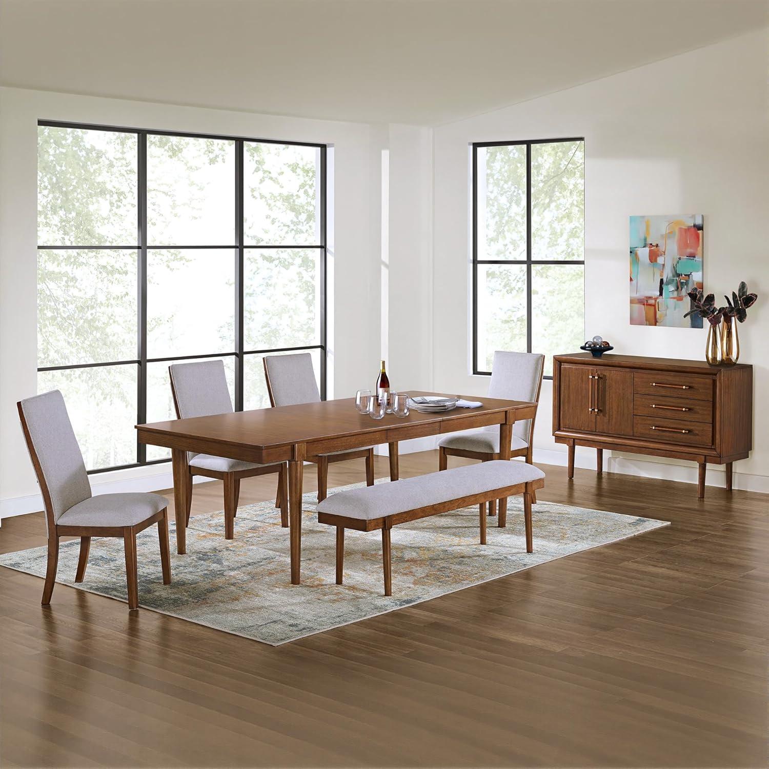 imageSignature Design by Ashley Lyncott MidCentury Dining Extension Table with Removable Center Leaf Dark Brown