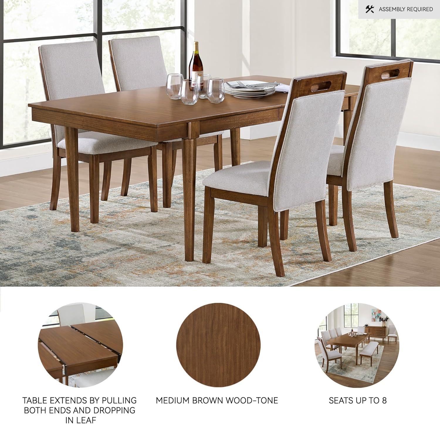 imageSignature Design by Ashley Lyncott MidCentury Dining Extension Table with Removable Center Leaf Dark Brown
