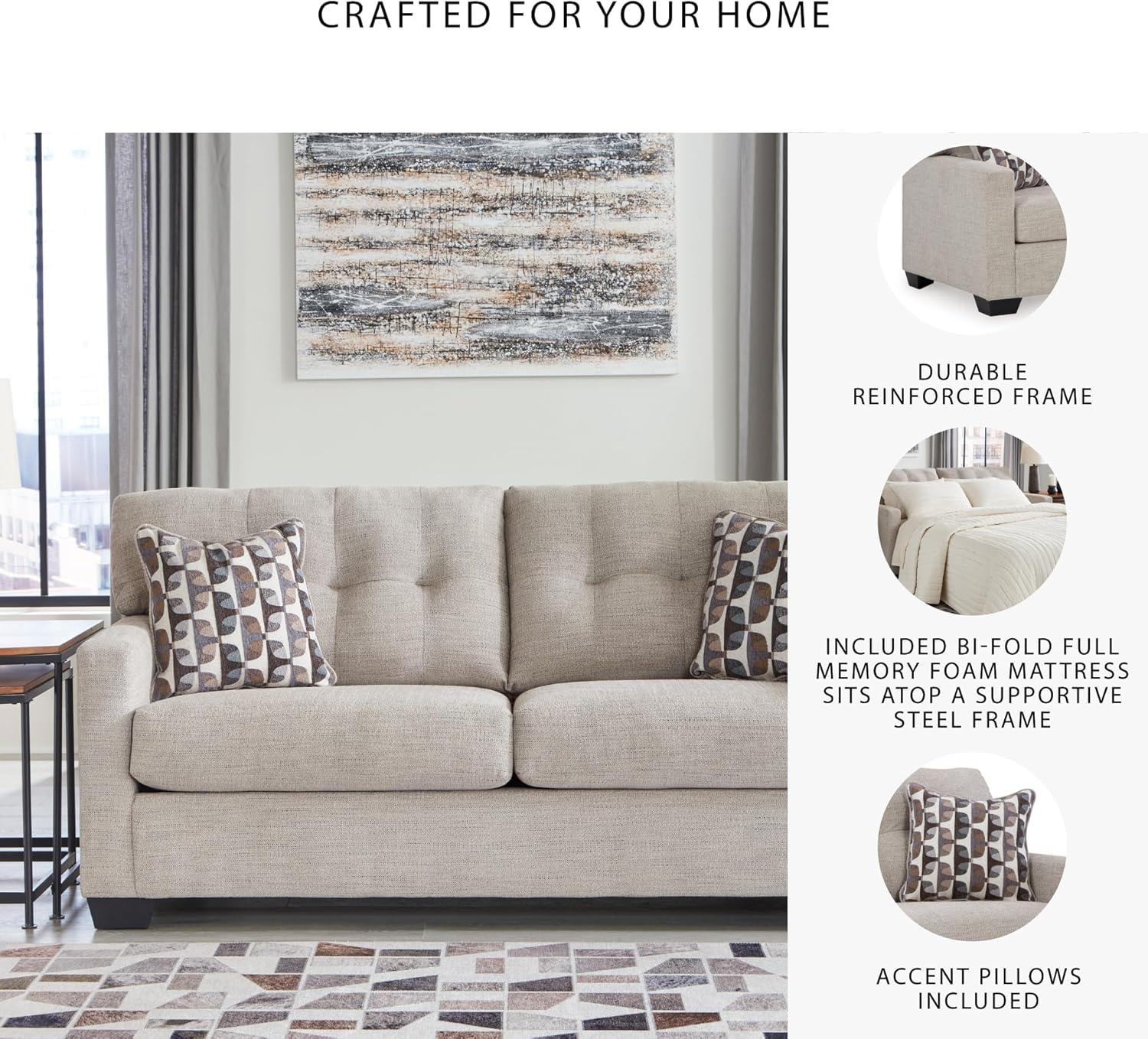 imageSignature Design by Ashley Mahoney Contemporary 2in1 Tufted Sofa Sleeper with Folding Gel Memory Foam Mattress Full Dark BrownBeige