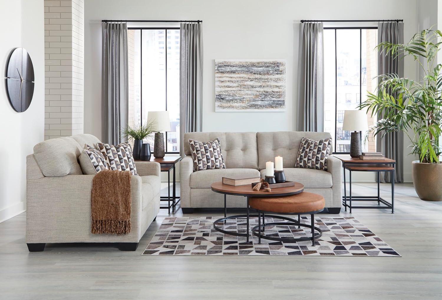 imageSignature Design by Ashley Mahoney Contemporary 2in1 Tufted Sofa Sleeper with Folding Gel Memory Foam Mattress Full Dark BrownBeige