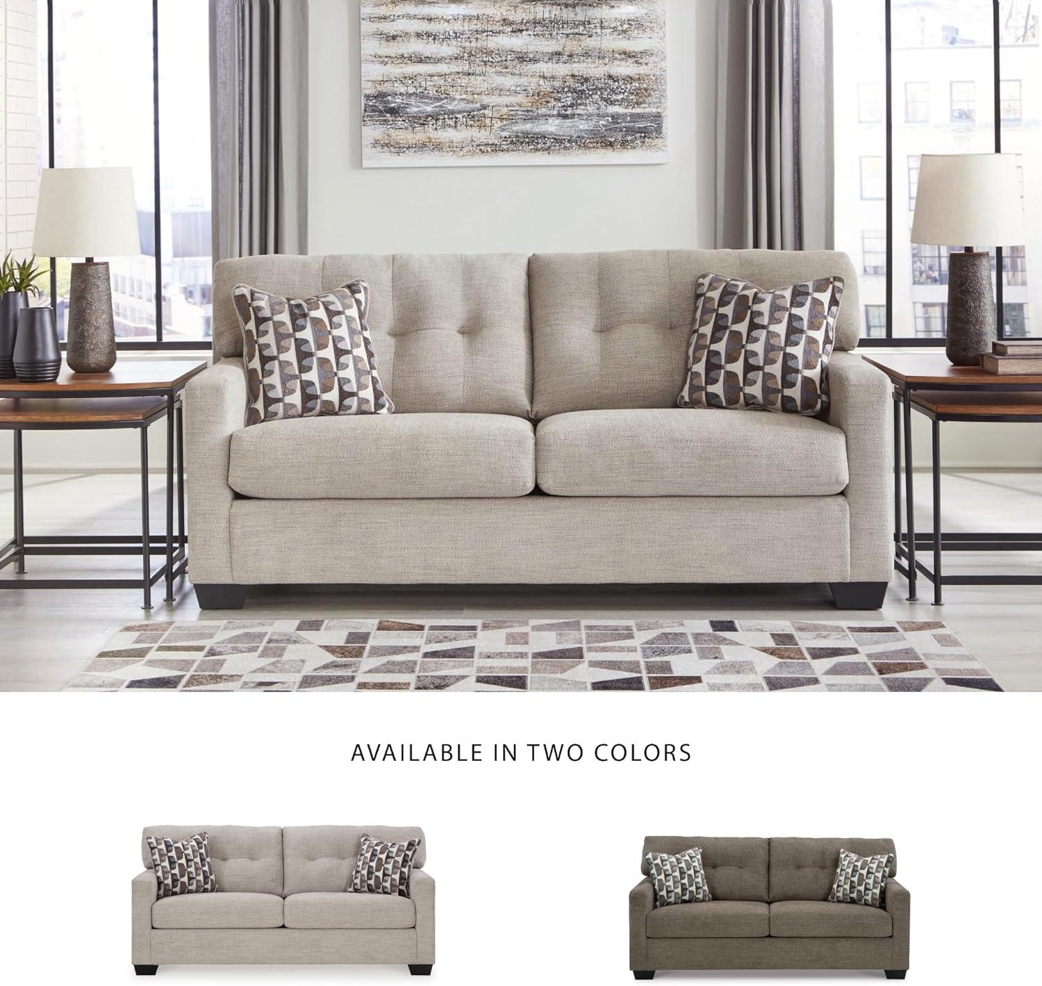 imageSignature Design by Ashley Mahoney Contemporary 2in1 Tufted Sofa Sleeper with Folding Gel Memory Foam Mattress Full Dark BrownBeige