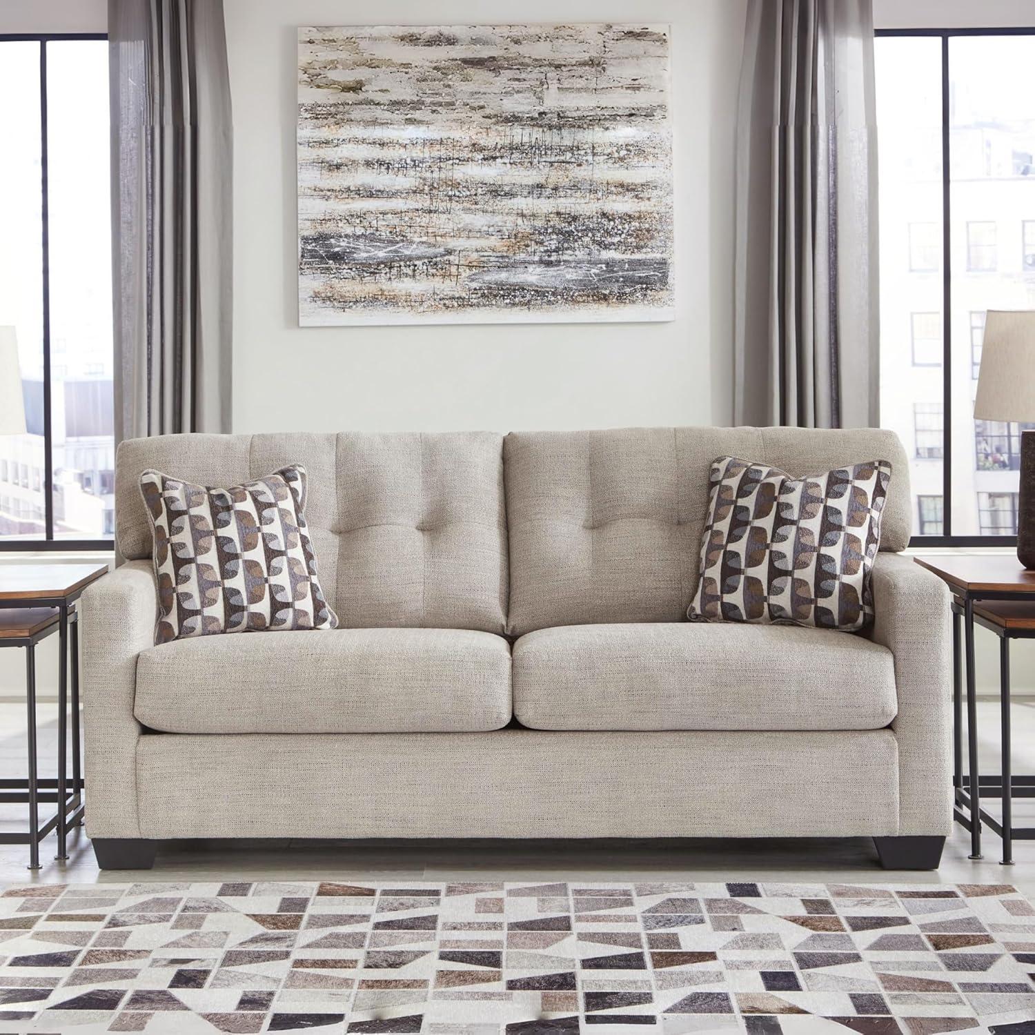 imageSignature Design by Ashley Mahoney Contemporary 2in1 Tufted Sofa Sleeper with Folding Gel Memory Foam Mattress Full Dark BrownBeige