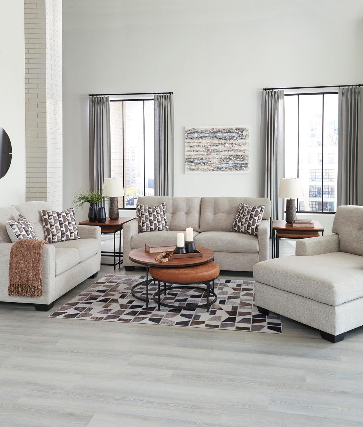 imageSignature Design by Ashley Mahoney Contemporary 2in1 Tufted Sofa Sleeper with Folding Gel Memory Foam Mattress Full Dark BrownBeige