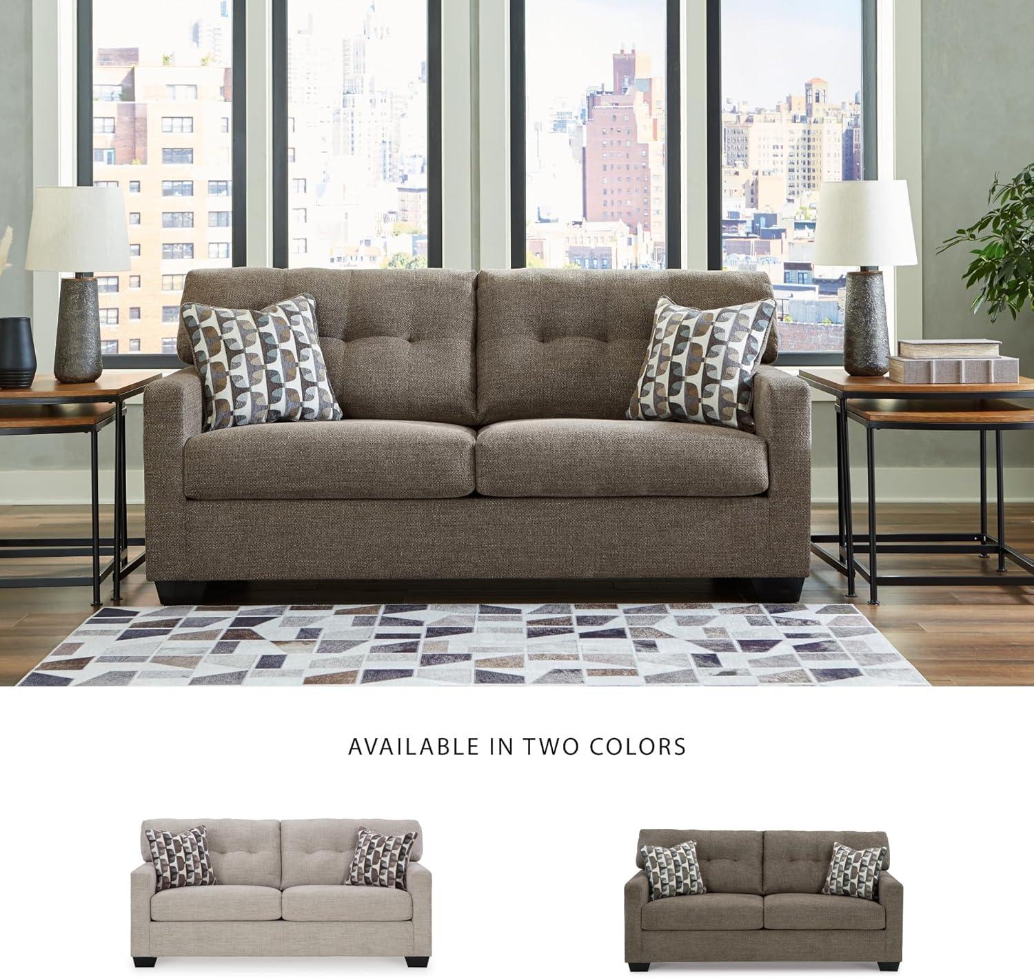 imageSignature Design by Ashley Mahoney Contemporary 2in1 Tufted Sofa Sleeper with Folding Gel Memory Foam Mattress Full Dark BrownBrown