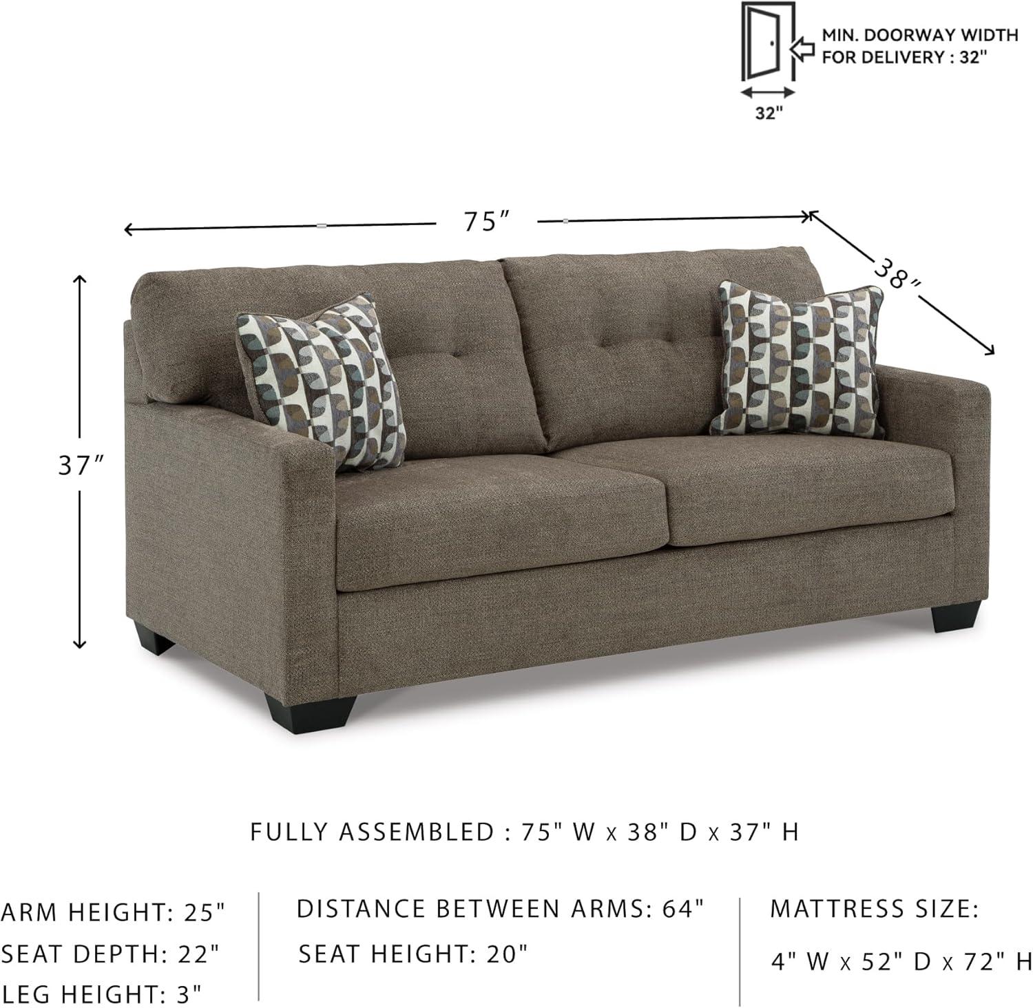 imageSignature Design by Ashley Mahoney Contemporary 2in1 Tufted Sofa Sleeper with Folding Gel Memory Foam Mattress Full Dark BrownBrown