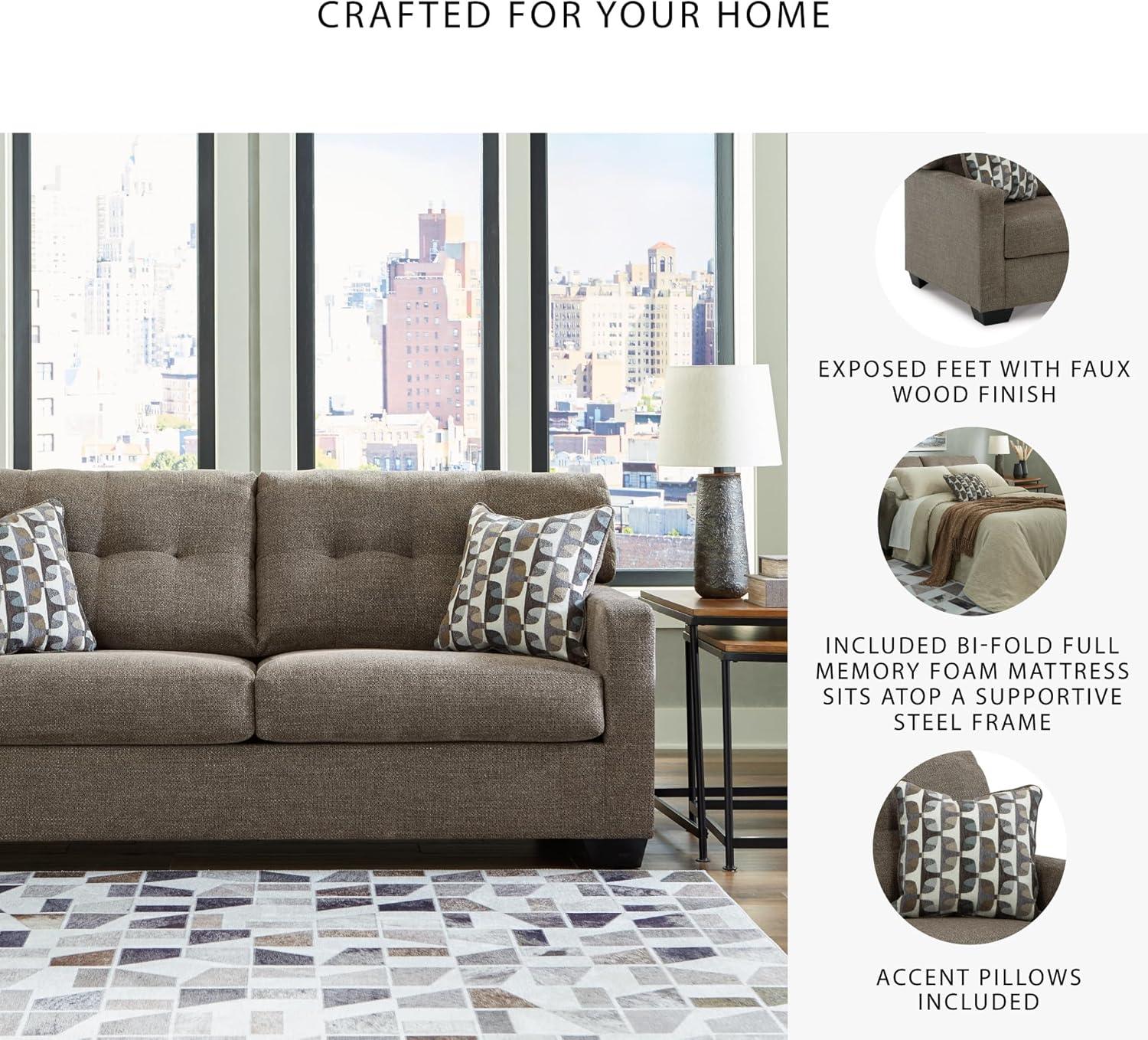 imageSignature Design by Ashley Mahoney Contemporary 2in1 Tufted Sofa Sleeper with Folding Gel Memory Foam Mattress Full Dark BrownBrown