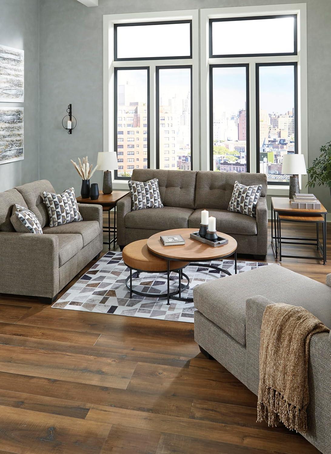 imageSignature Design by Ashley Mahoney Contemporary 2in1 Tufted Sofa Sleeper with Folding Gel Memory Foam Mattress Full Dark BrownBrown