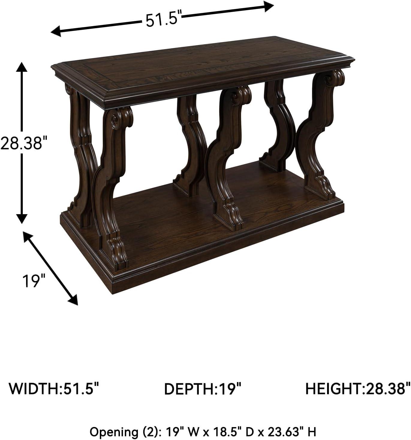 imageSignature Design by Ashley Maylee Classic Sofa Table with Open Shelf and Scroll Legs Dark Brown