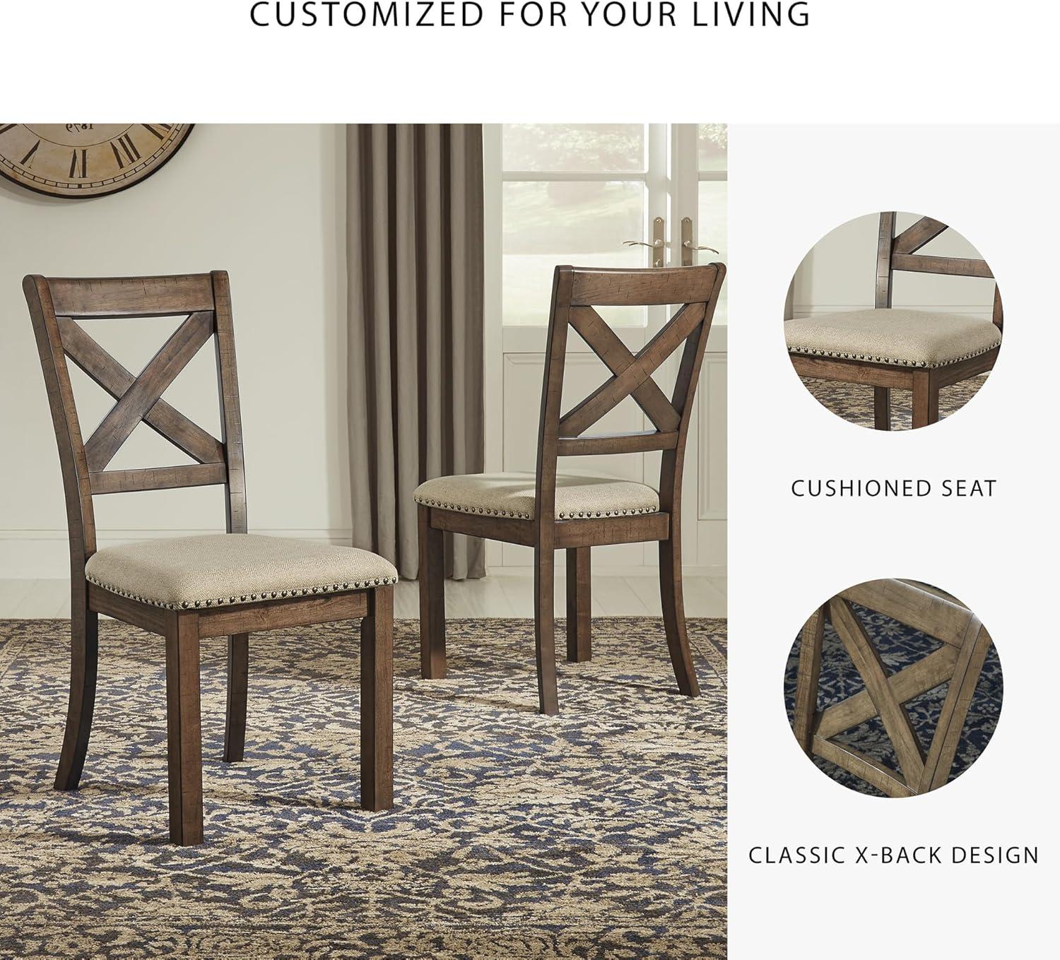 imageSignature Design by Ashley Moriville Modern Farmhouse 19quot Upholstered Dining Room Chair 2 Count BrownDark Brown