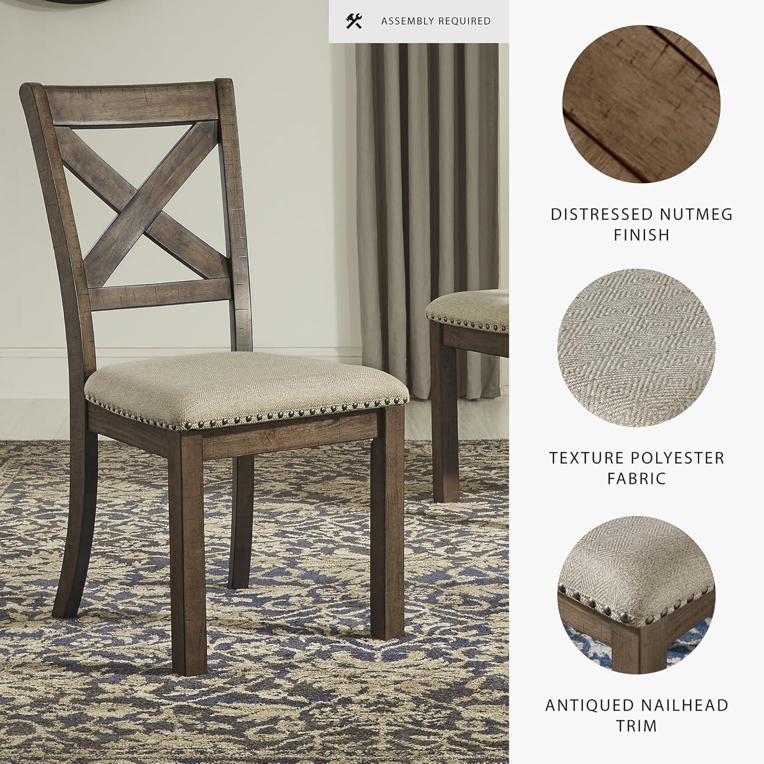 imageSignature Design by Ashley Moriville Modern Farmhouse 19quot Upholstered Dining Room Chair 2 Count BrownDark Brown