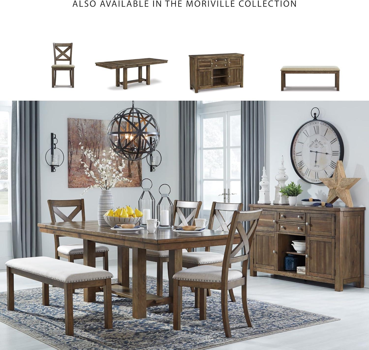 imageSignature Design by Ashley Moriville Modern Farmhouse 19quot Upholstered Dining Room Chair 2 Count BrownDark Brown