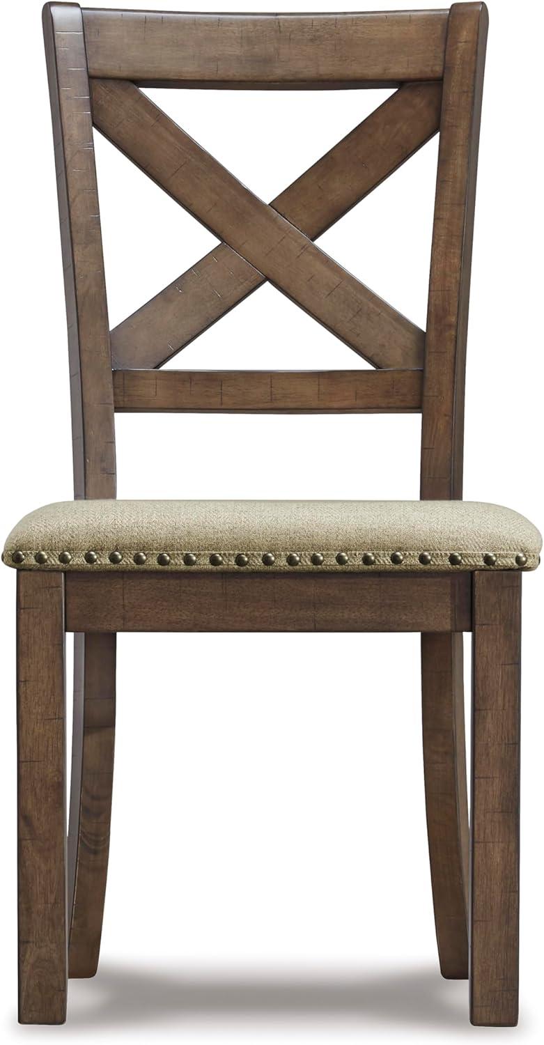 imageSignature Design by Ashley Moriville Modern Farmhouse 19quot Upholstered Dining Room Chair 2 Count BrownDark Brown