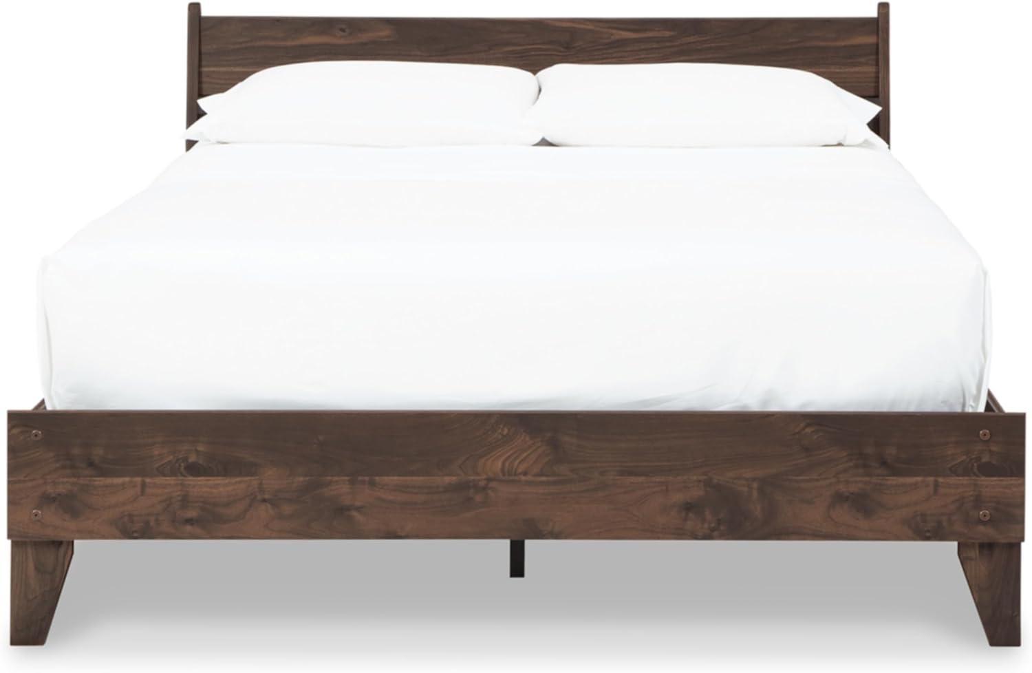 imageSignature Design by Ashley Neilsville Butcher Block Style Platform Bed Full Rustic GrayMocha Brown