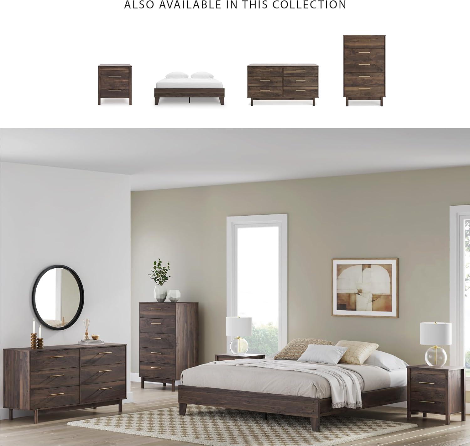 imageSignature Design by Ashley Neilsville Butcher Block Style Platform Bed Full Rustic GrayMocha Brown