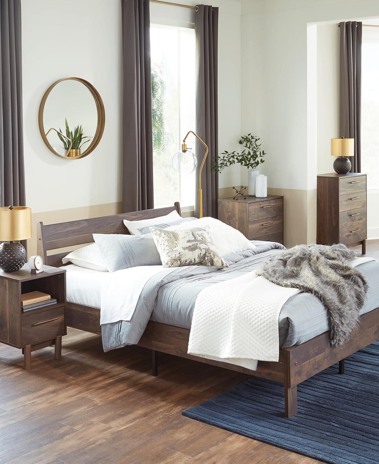 imageSignature Design by Ashley Neilsville Butcher Block Style Platform Bed Full Rustic GrayMocha Brown
