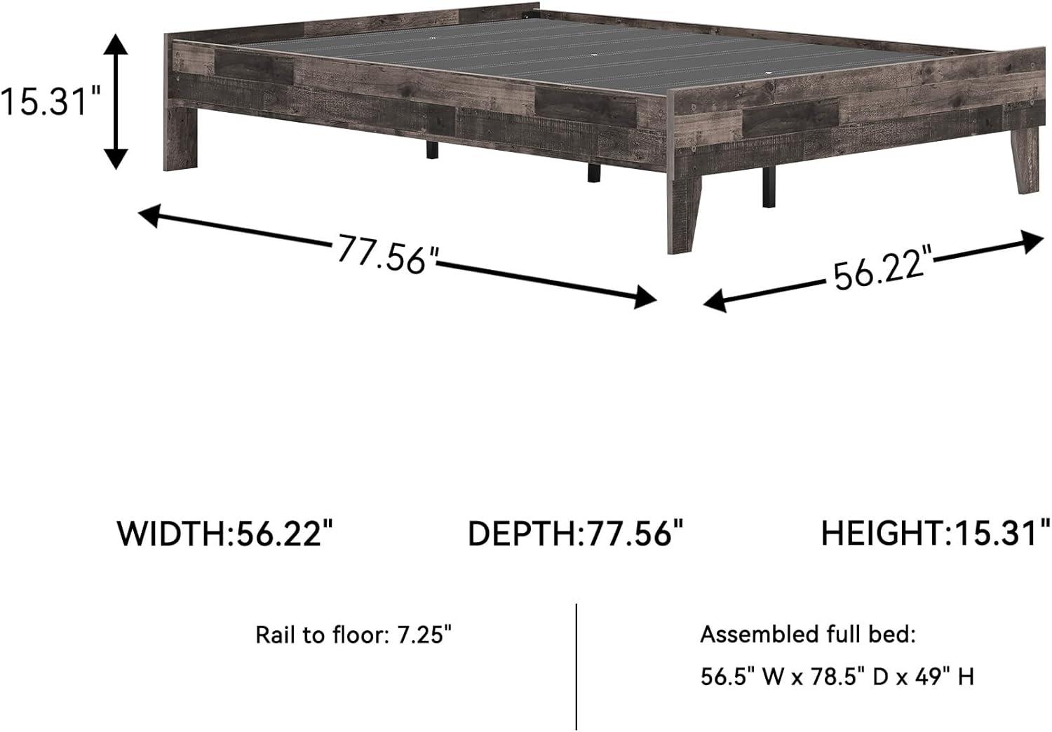 imageSignature Design by Ashley Neilsville Butcher Block Style Platform Bed Full Rustic GrayRustic Gray