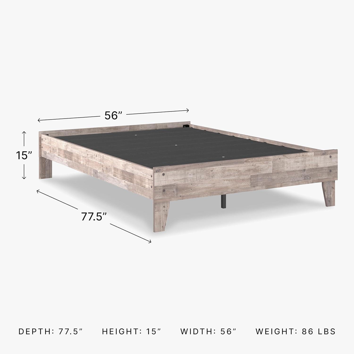 imageSignature Design by Ashley Neilsville Butcher Block Style Platform Bed Full Rustic GrayRustic Natural