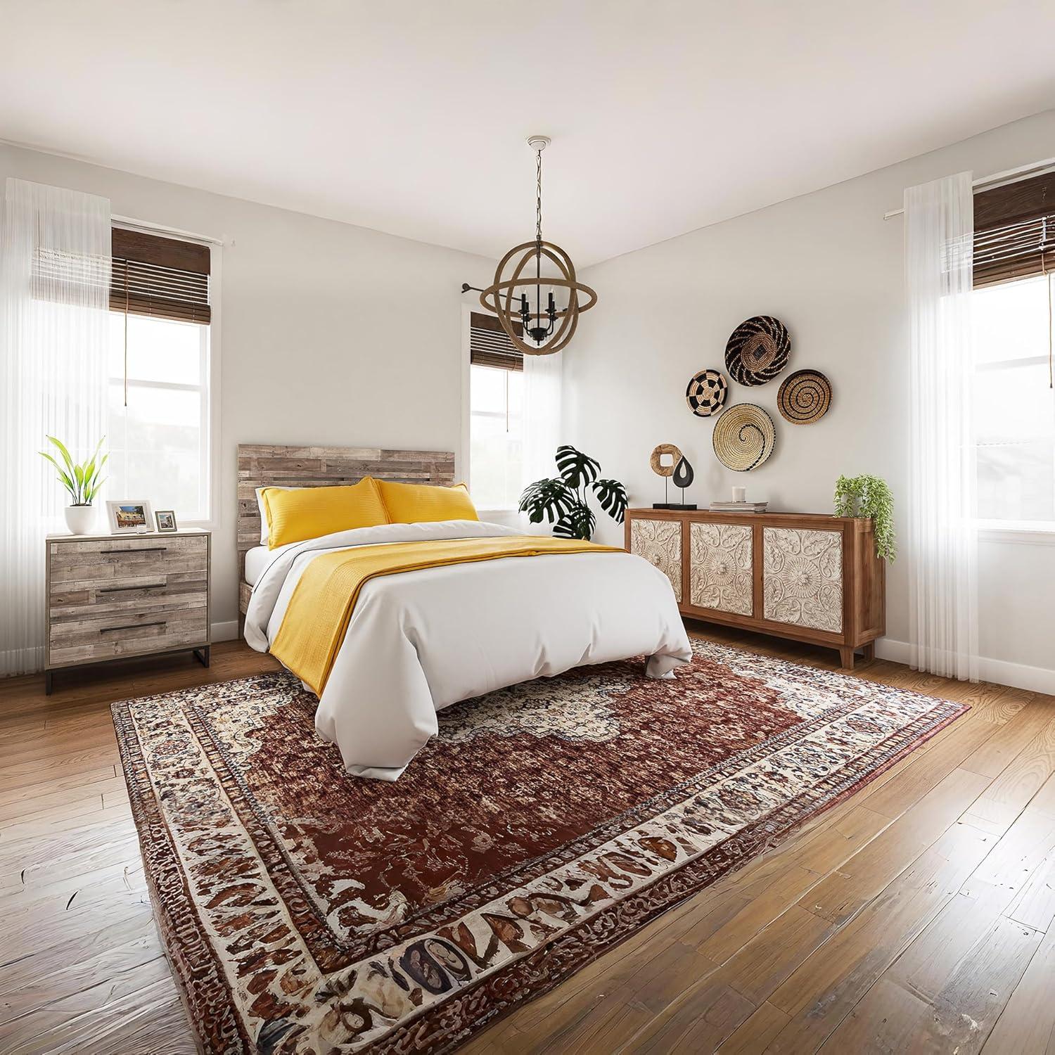 imageSignature Design by Ashley Neilsville Butcher Block Style Platform Bed Full Rustic GrayRustic Natural