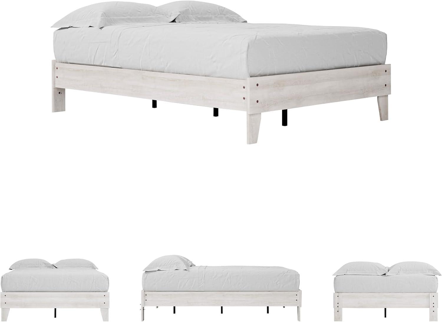 imageSignature Design by Ashley Neilsville Butcher Block Style Platform Bed Full Rustic GrayWhitewash