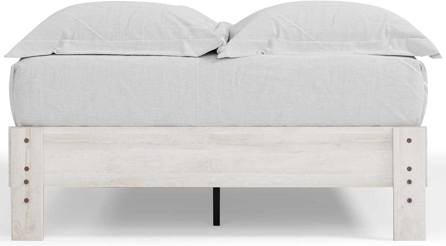 imageSignature Design by Ashley Neilsville Butcher Block Style Platform Bed Full Rustic GrayWhitewash