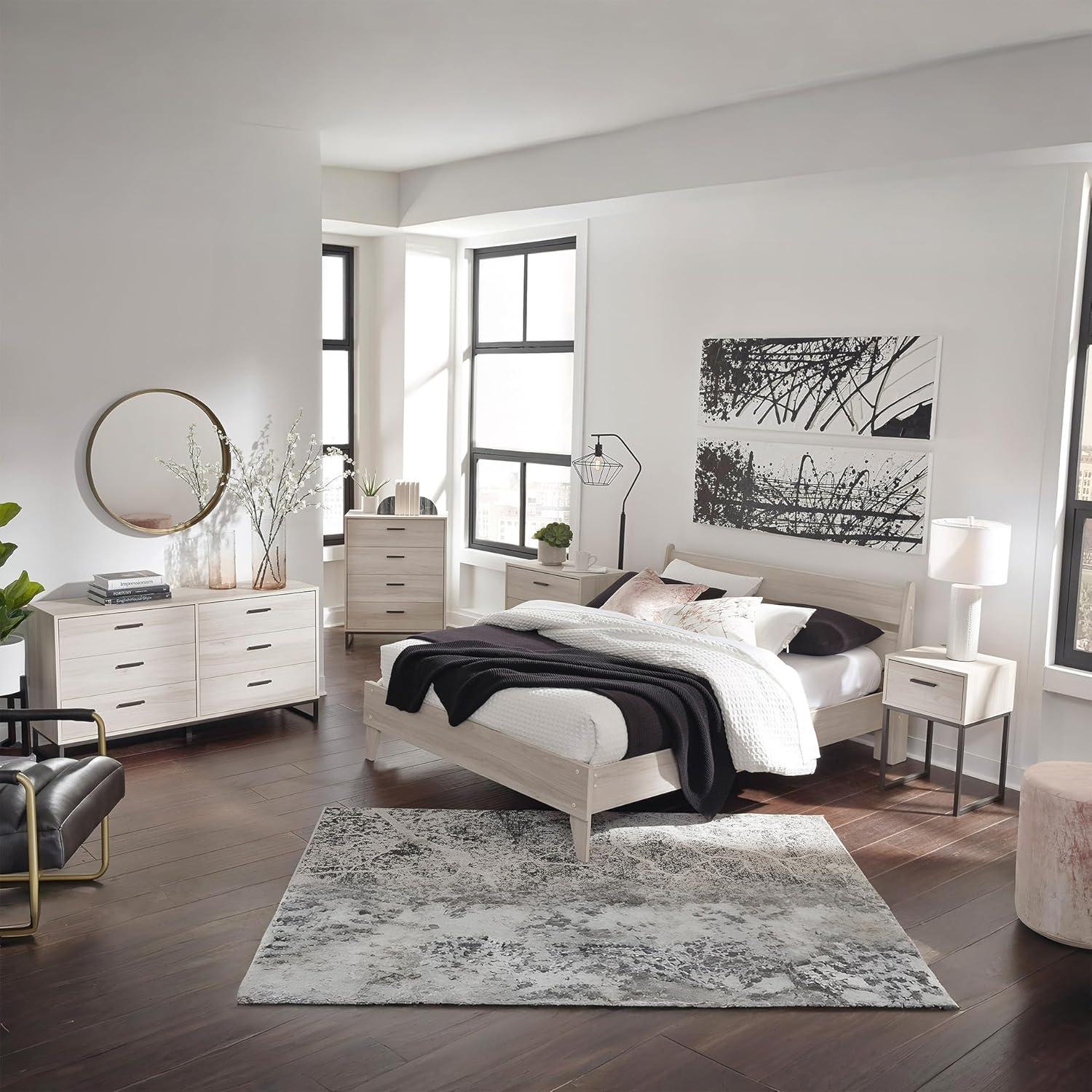 imageSignature Design by Ashley Neilsville Industrial 5 Drawer Chest of Drawers with SmoothGliding Drawers and Safety Stop GrayBeige