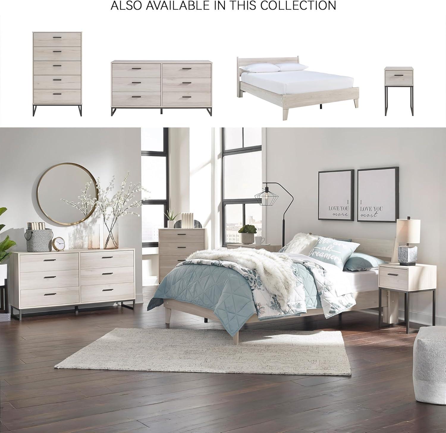 imageSignature Design by Ashley Neilsville Industrial 5 Drawer Chest of Drawers with SmoothGliding Drawers and Safety Stop GrayBeige