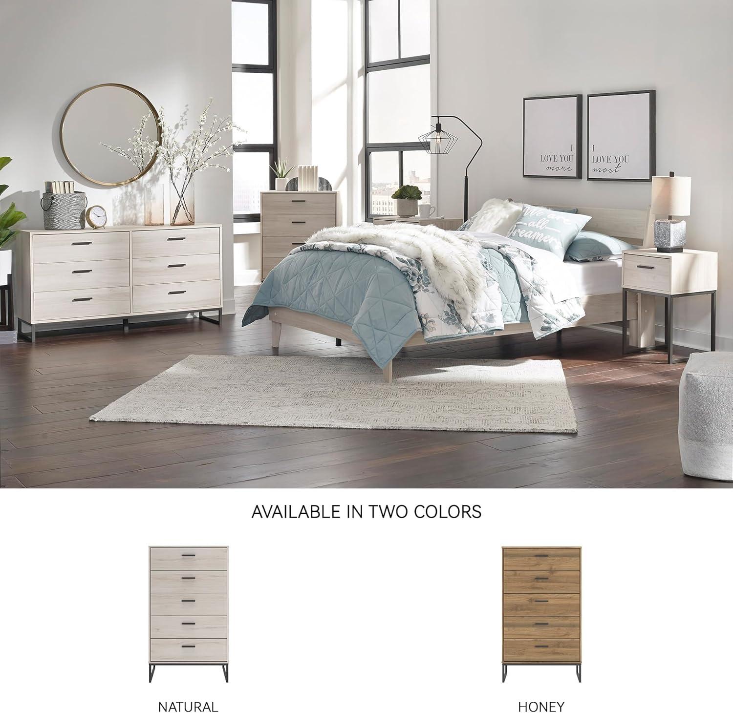 imageSignature Design by Ashley Neilsville Industrial 5 Drawer Chest of Drawers with SmoothGliding Drawers and Safety Stop GrayBeige