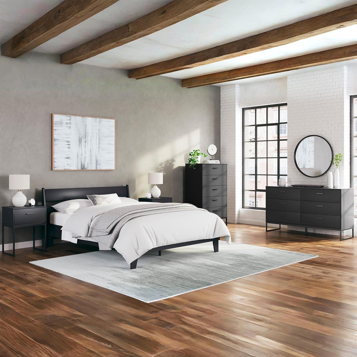 imageSignature Design by Ashley Neilsville Industrial 5 Drawer Chest of Drawers with SmoothGliding Drawers and Safety Stop GrayBlack