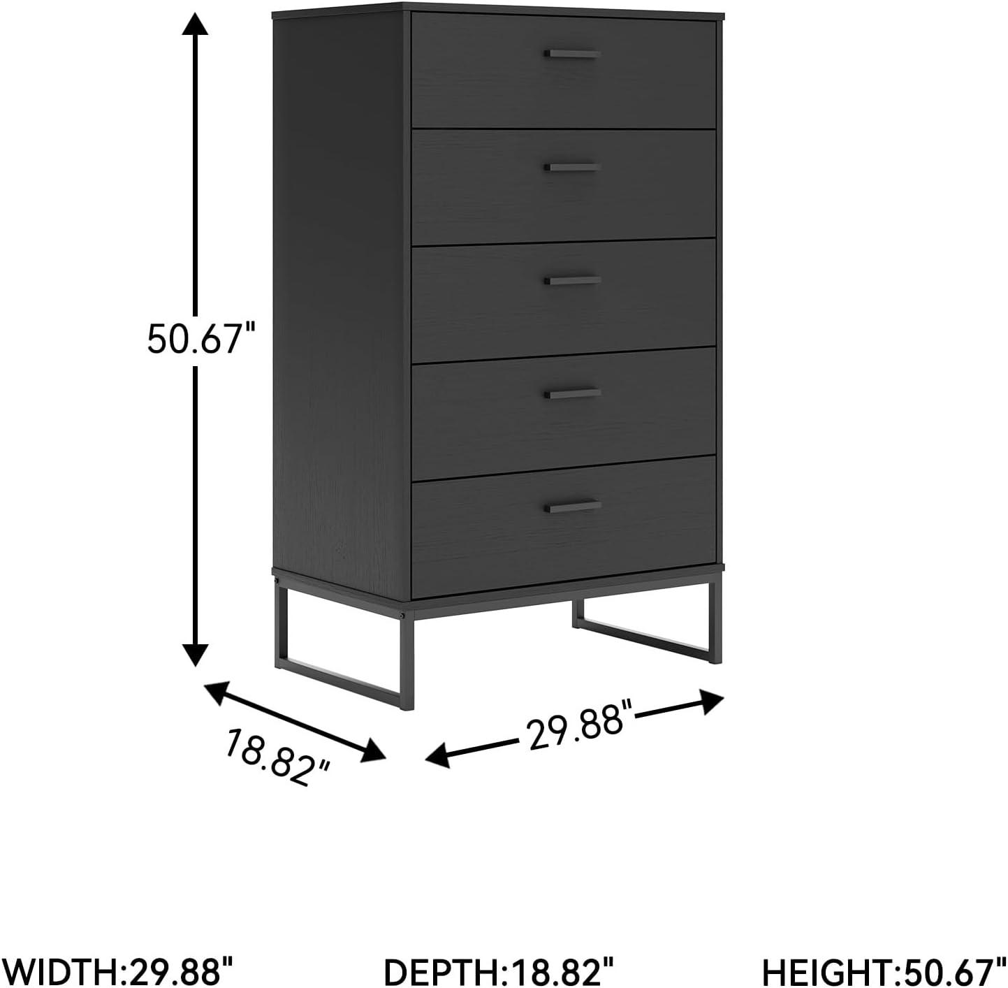 imageSignature Design by Ashley Neilsville Industrial 5 Drawer Chest of Drawers with SmoothGliding Drawers and Safety Stop GrayBlack