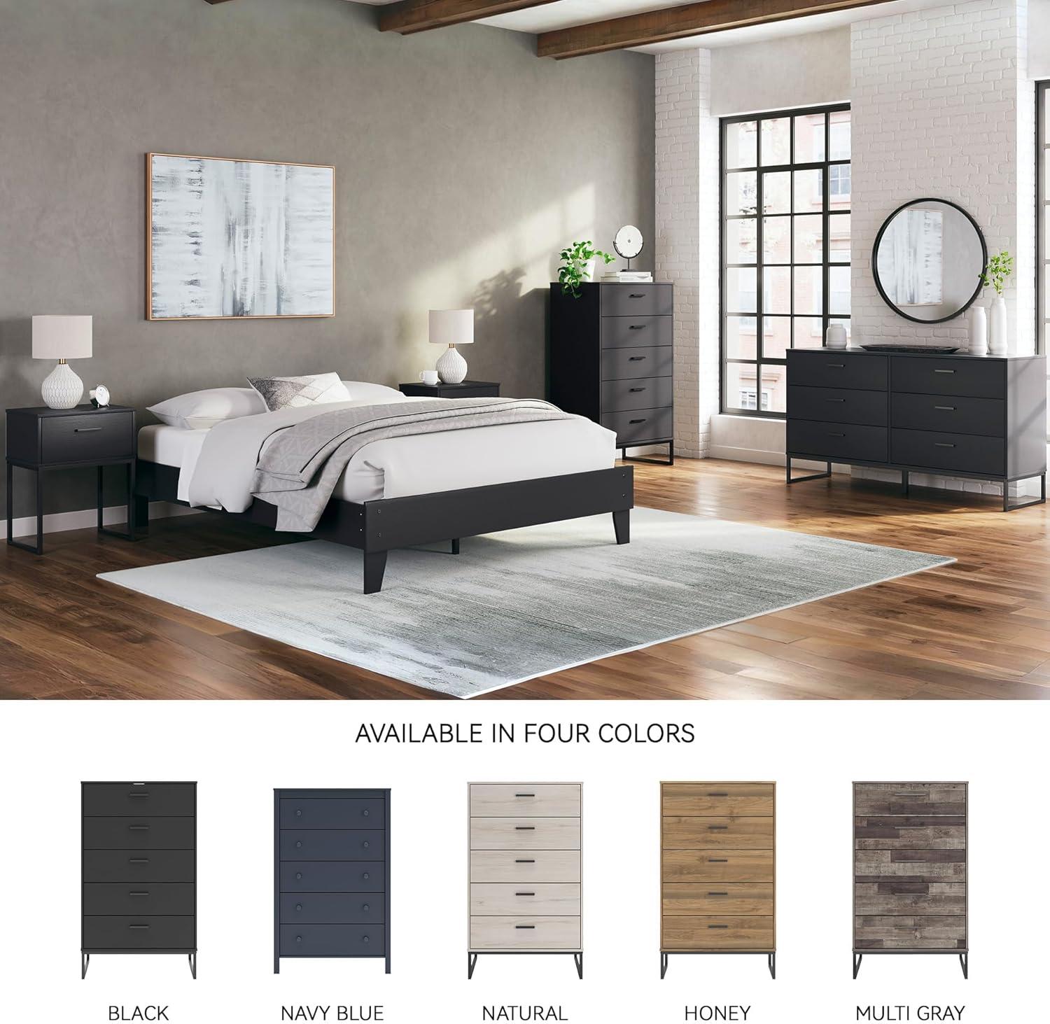 imageSignature Design by Ashley Neilsville Industrial 5 Drawer Chest of Drawers with SmoothGliding Drawers and Safety Stop GrayBlack