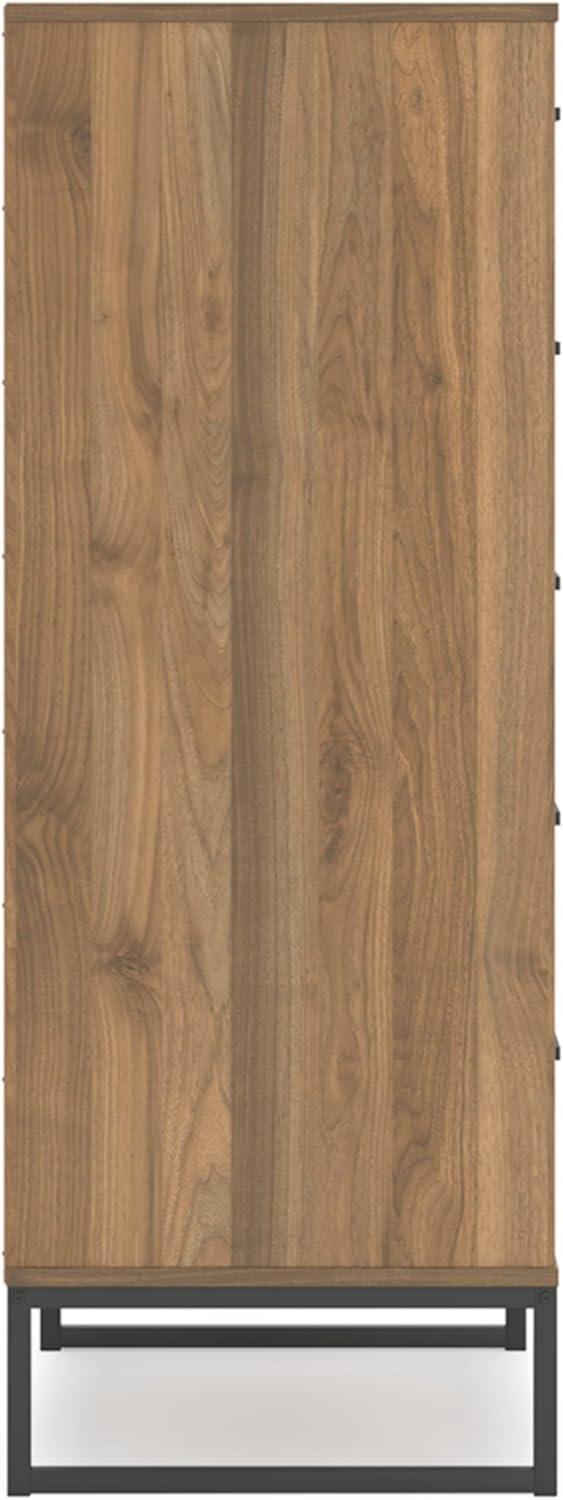 imageSignature Design by Ashley Neilsville Industrial 5 Drawer Chest of Drawers with SmoothGliding Drawers and Safety Stop GrayHoney Brown