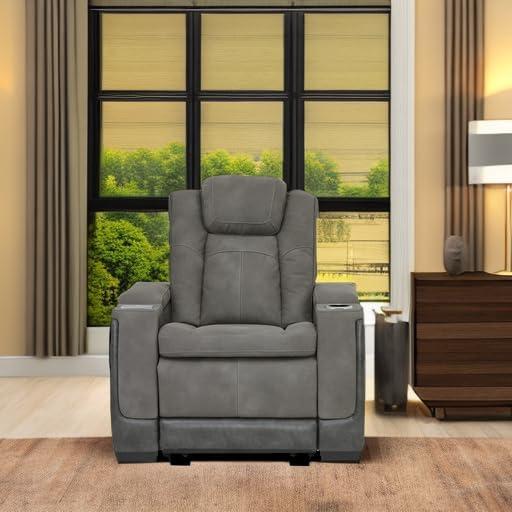 imageSignature Design by Ashley NextGen DuraPella Power Recliner with Adjustable Headrest SandGrey