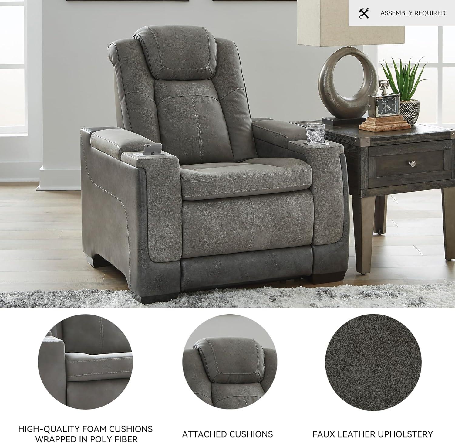 imageSignature Design by Ashley NextGen DuraPella Power Recliner with Adjustable Headrest SandGrey