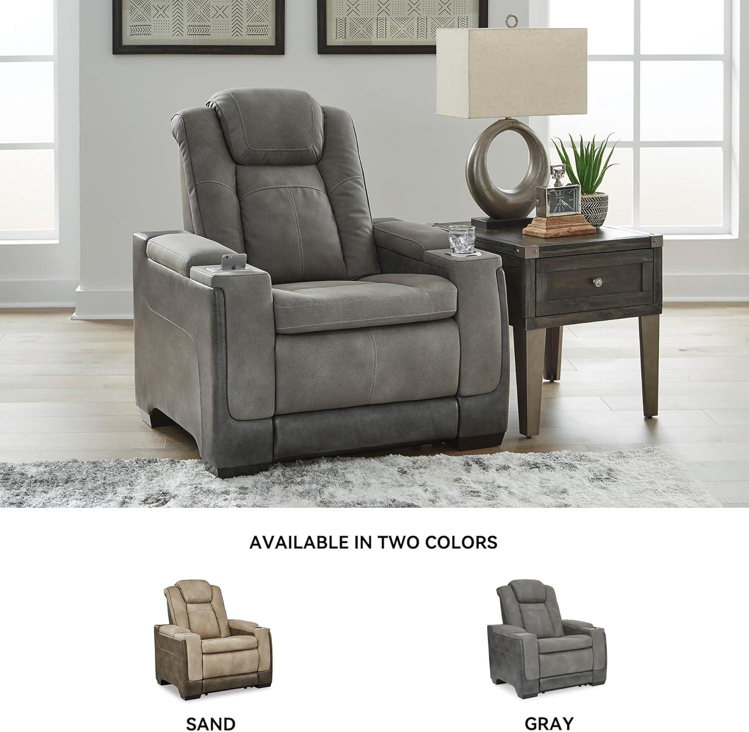 imageSignature Design by Ashley NextGen DuraPella Power Recliner with Adjustable Headrest SandGrey