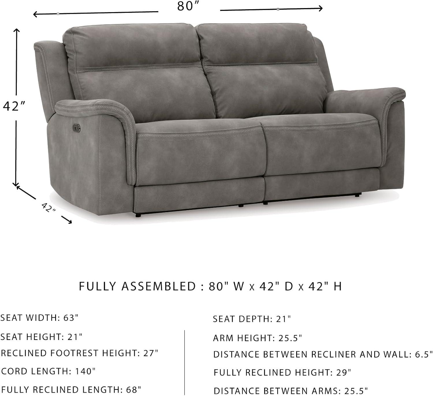 imageSignature Design by Ashley NextGen DuraPella Power Reclining Loveseat with Center Console and Adjustable Headrest BeigeGrey