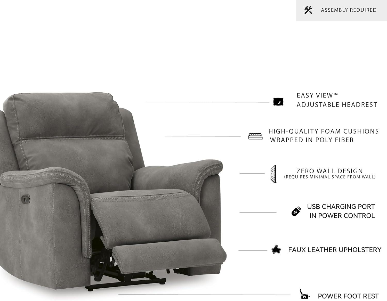 imageSignature Design by Ashley NextGen DuraPella Power Reclining Loveseat with Center Console and Adjustable Headrest BeigeGrey