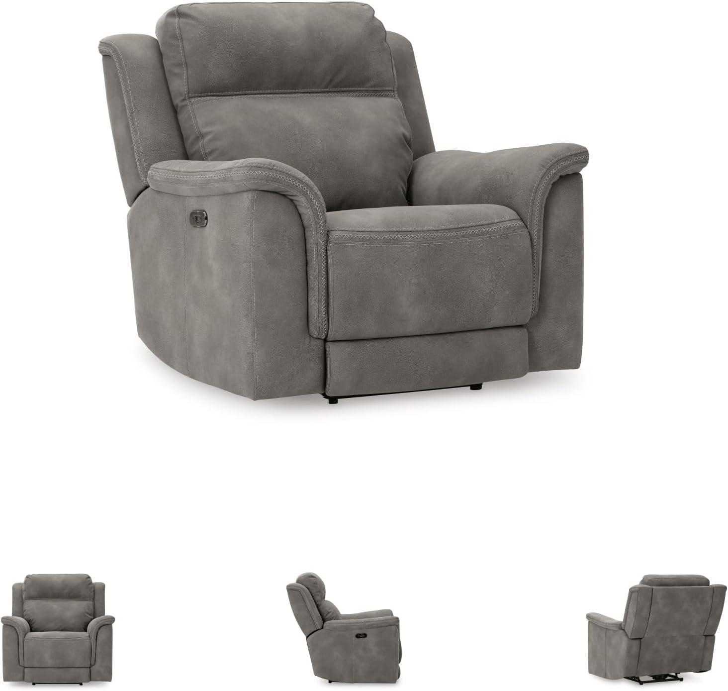 imageSignature Design by Ashley NextGen DuraPella Power Reclining Loveseat with Center Console and Adjustable Headrest BeigeGrey