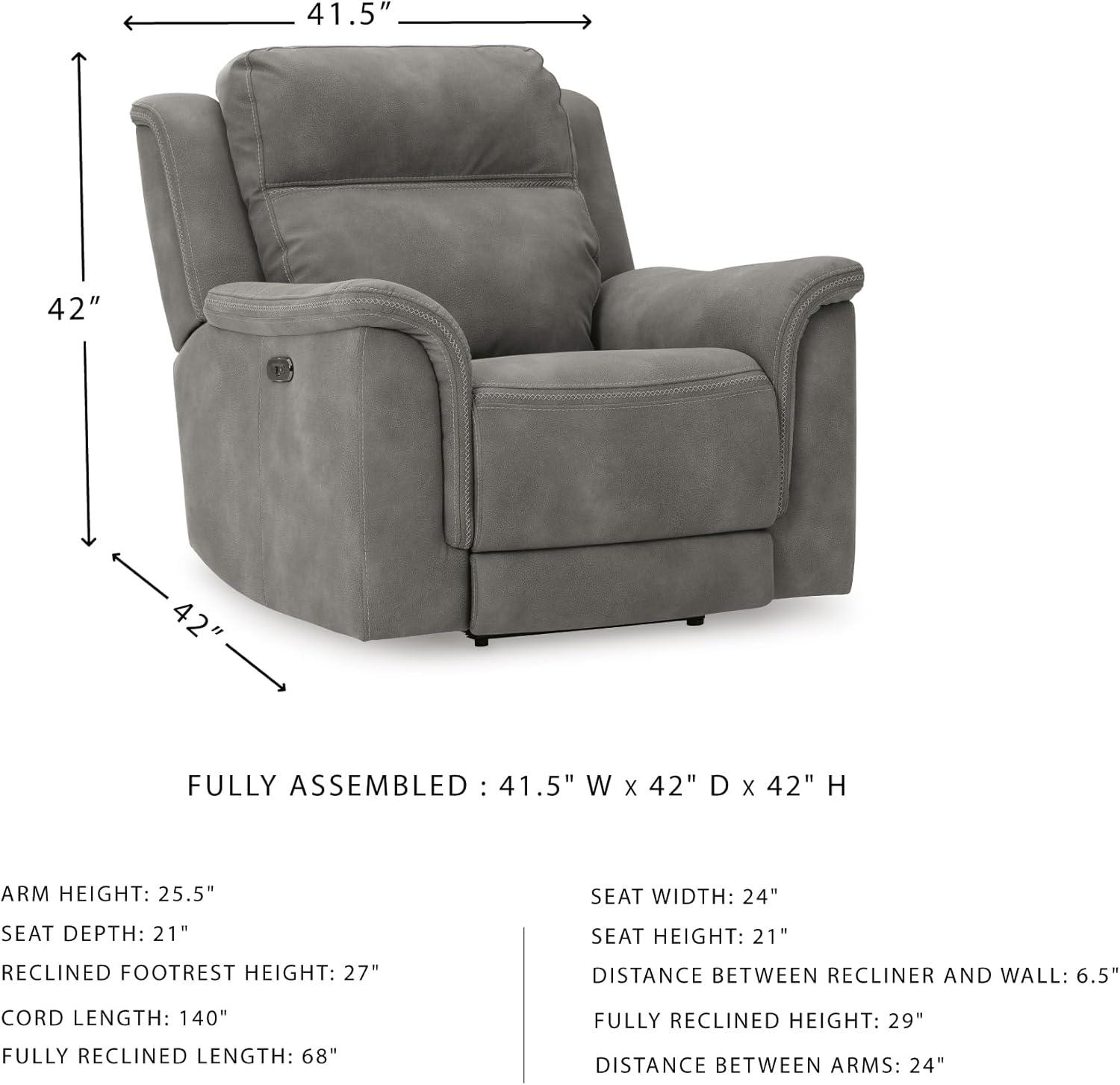 imageSignature Design by Ashley NextGen DuraPella Power Reclining Loveseat with Center Console and Adjustable Headrest BeigeGrey
