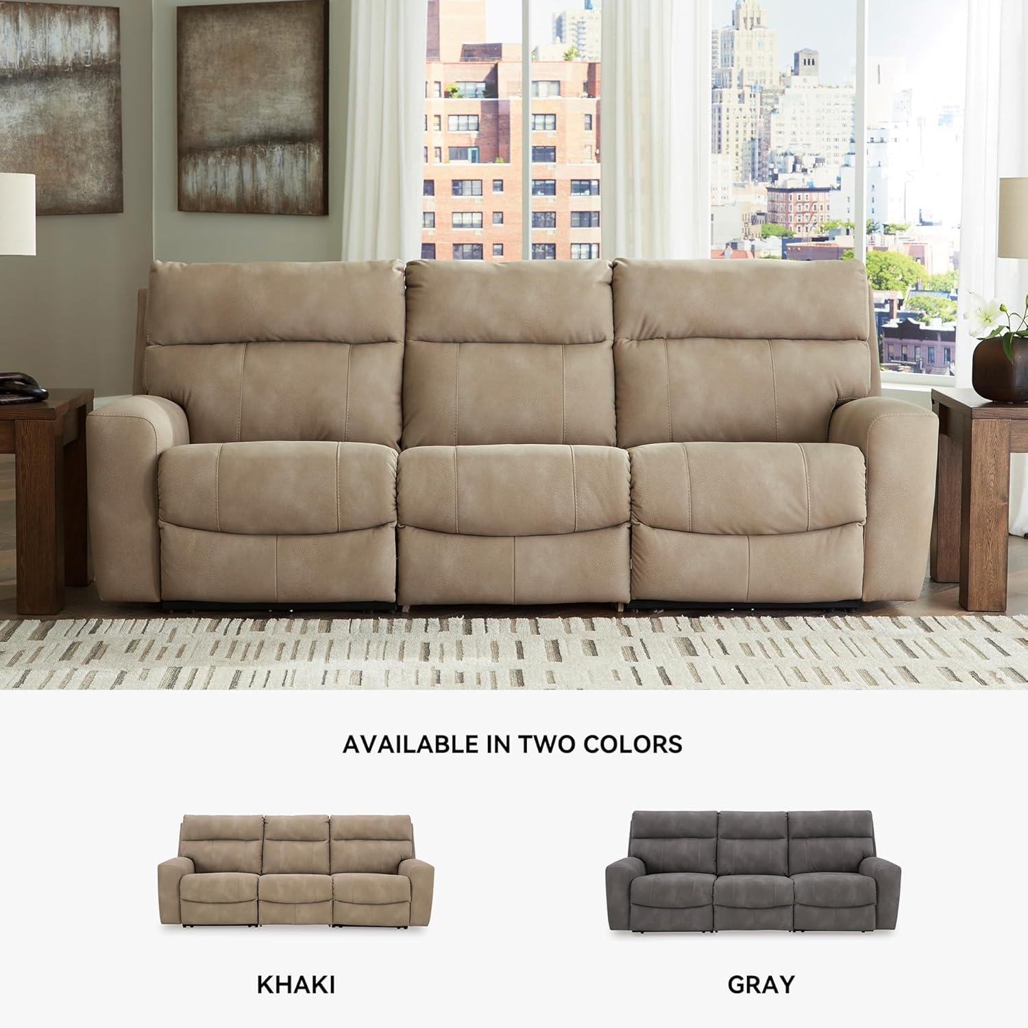 imageSignature Design by Ashley NextGen DuraPella Power Reclining Loveseat with Console ampamp Adjustable Headrest SandBeige