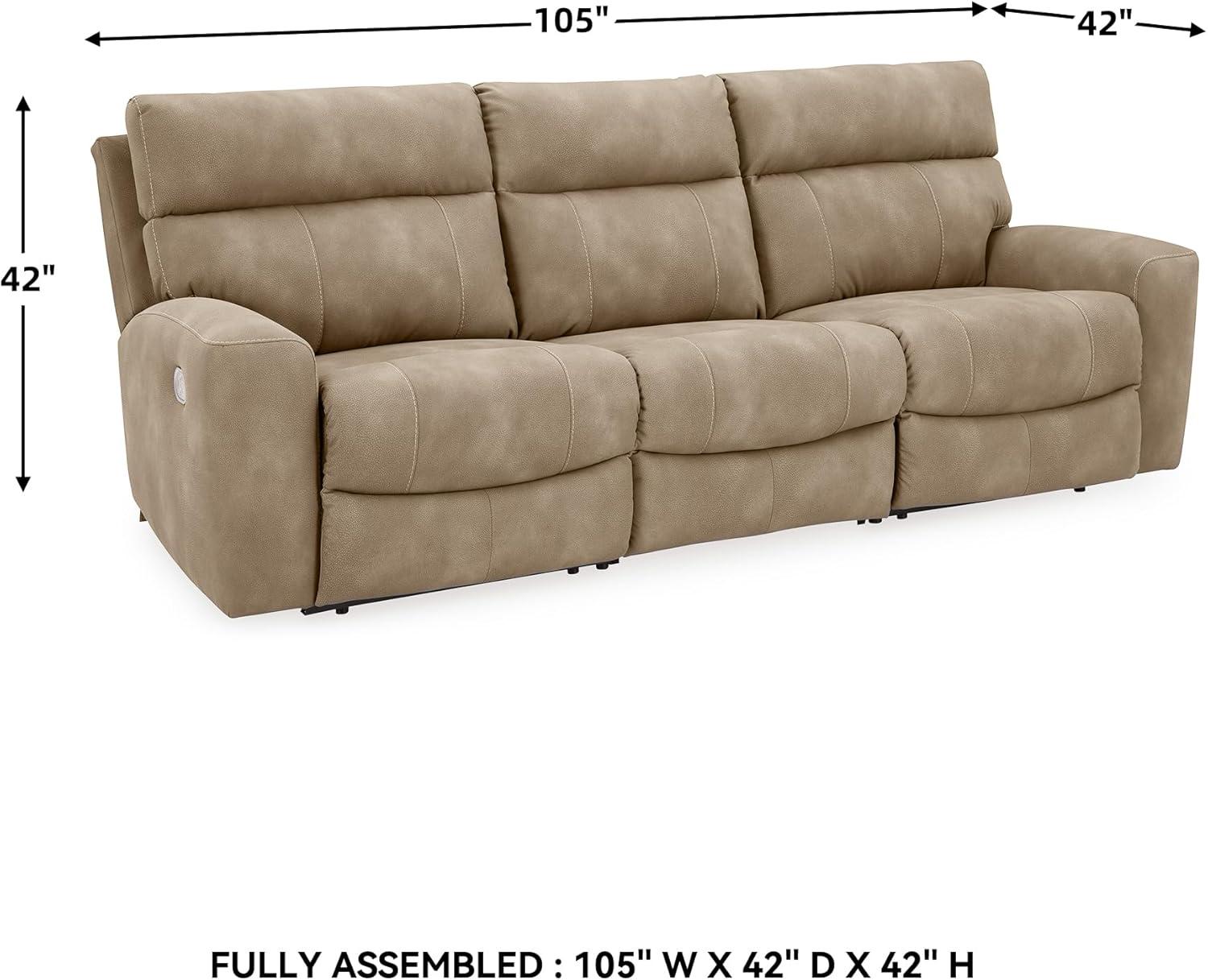 imageSignature Design by Ashley NextGen DuraPella Power Reclining Loveseat with Console ampamp Adjustable Headrest SandBeige
