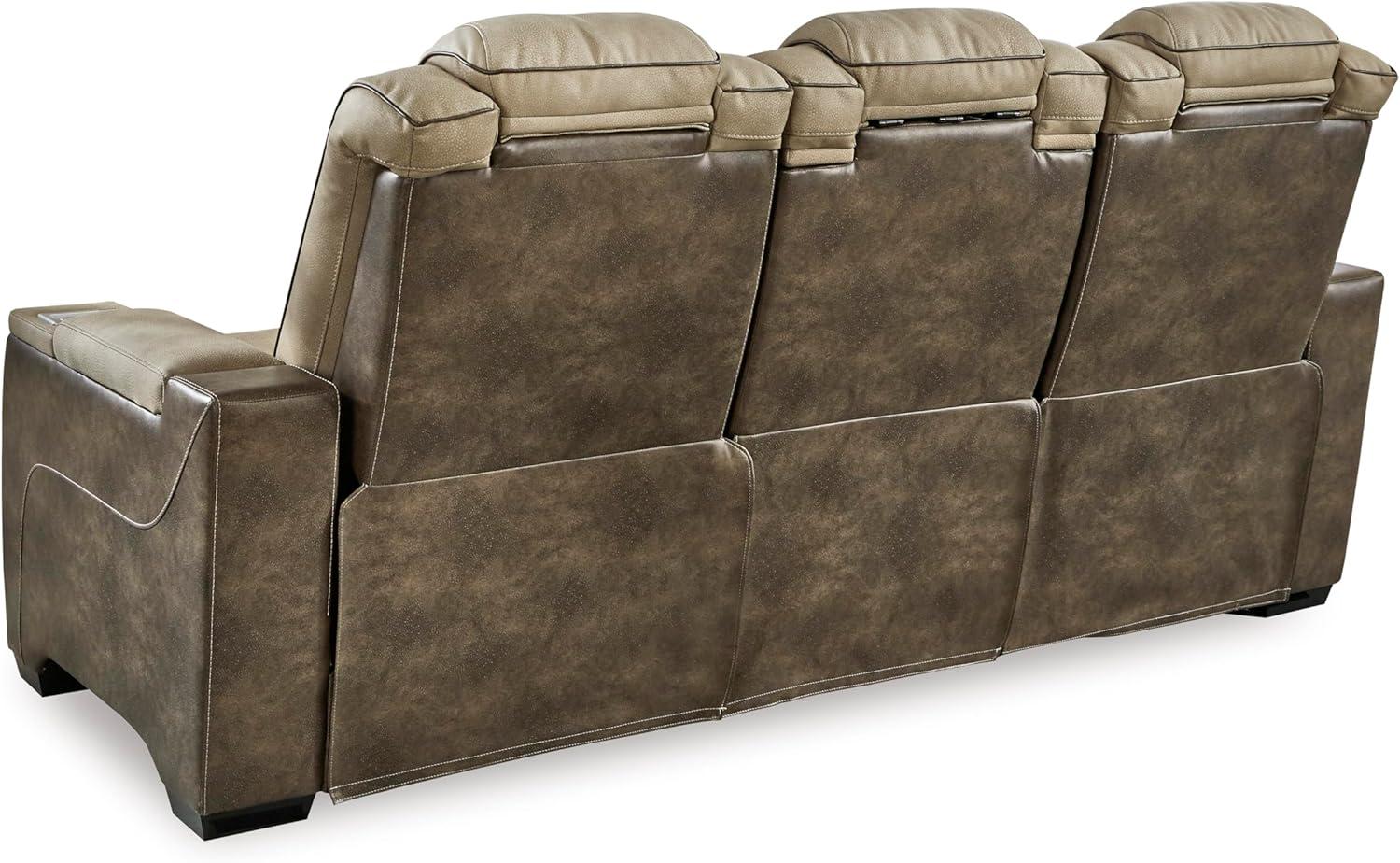 imageSignature Design by Ashley NextGen DuraPella Power Reclining Loveseat with Console ampamp Adjustable Headrest SandBeige