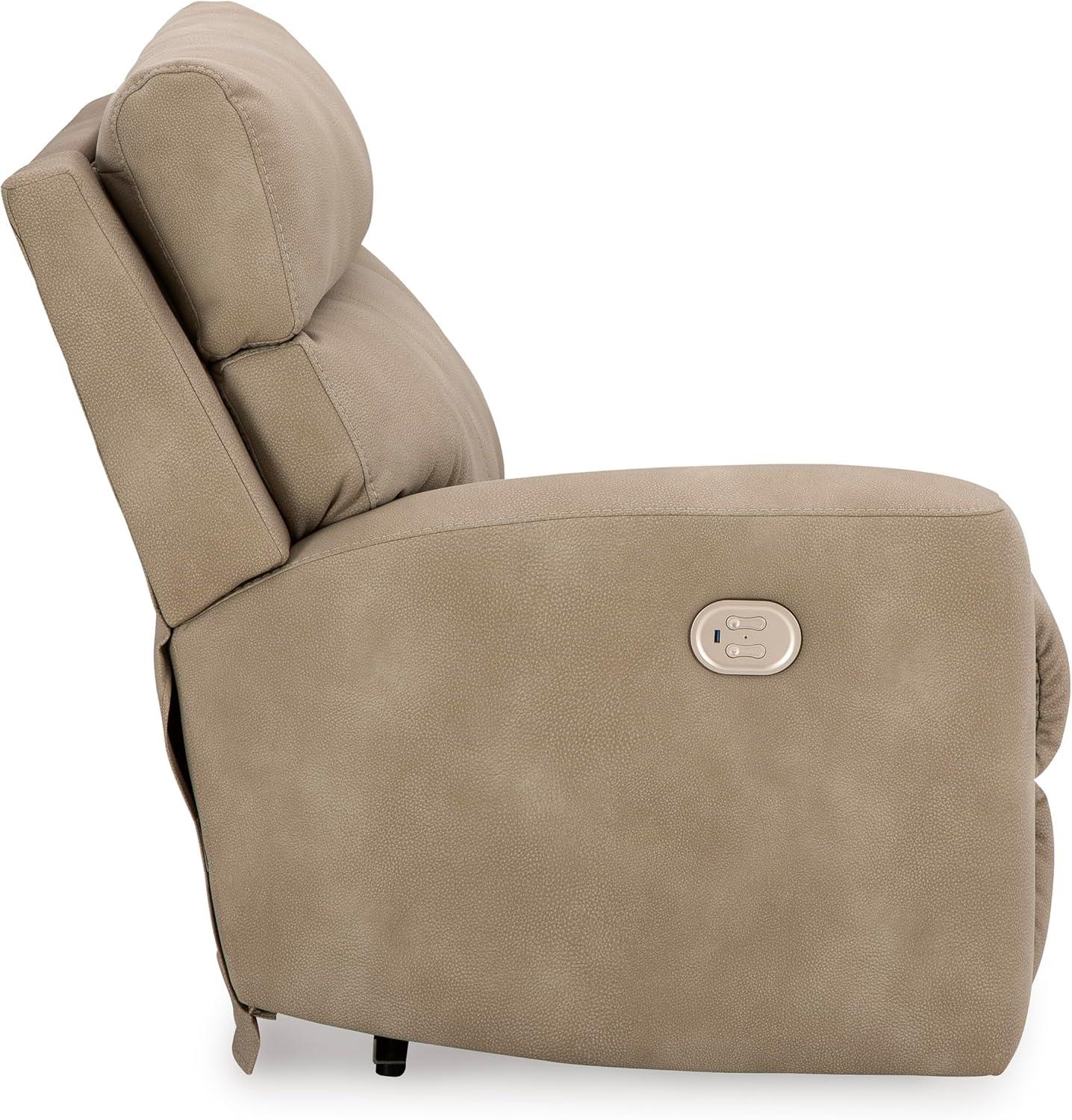 imageSignature Design by Ashley NextGen DuraPella Power Reclining Loveseat with Console ampamp Adjustable Headrest SandBeige