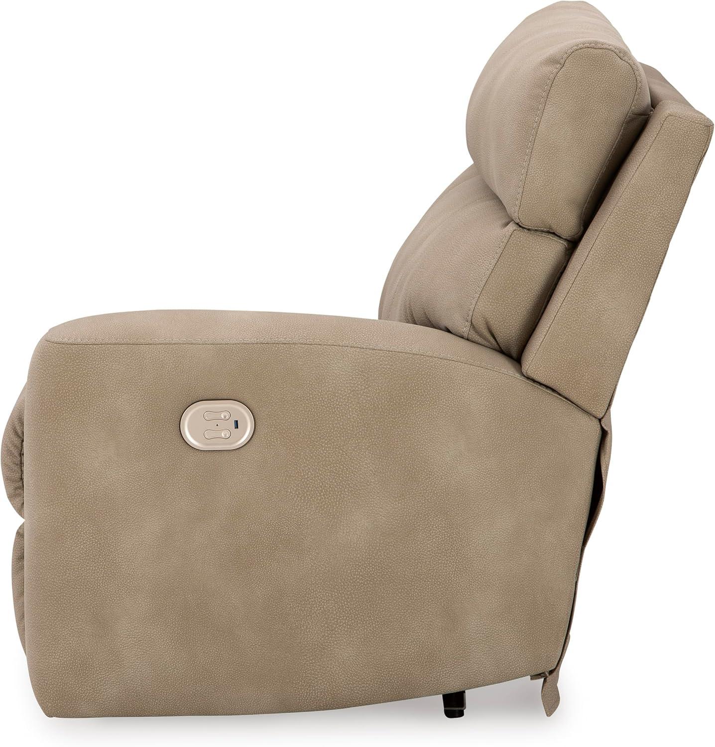 imageSignature Design by Ashley NextGen DuraPella Power Reclining Loveseat with Console ampamp Adjustable Headrest SandBeige