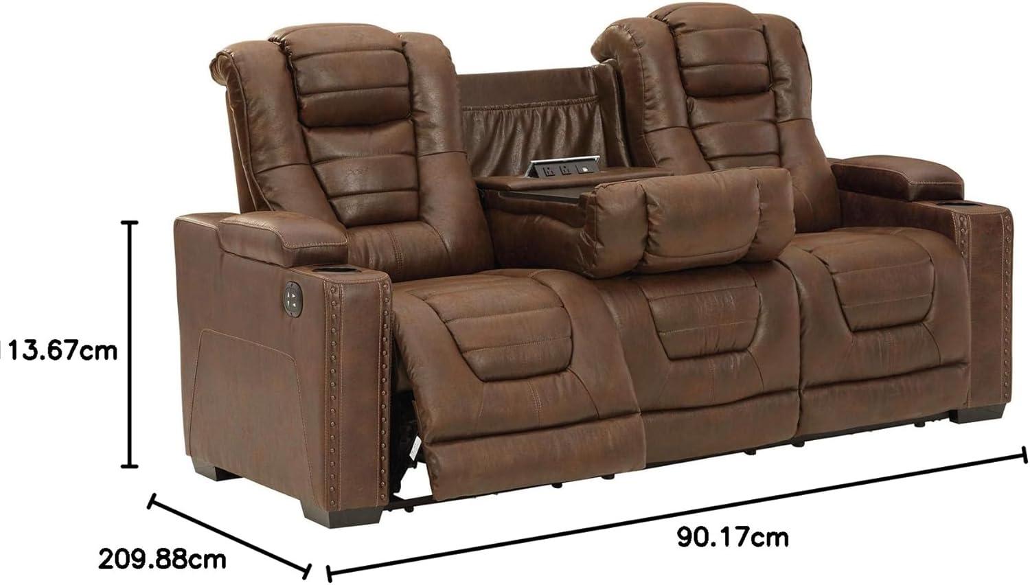 imageSignature Design by Ashley NextGen DuraPella Power Reclining Loveseat with Console ampamp Adjustable Headrest SandBrown